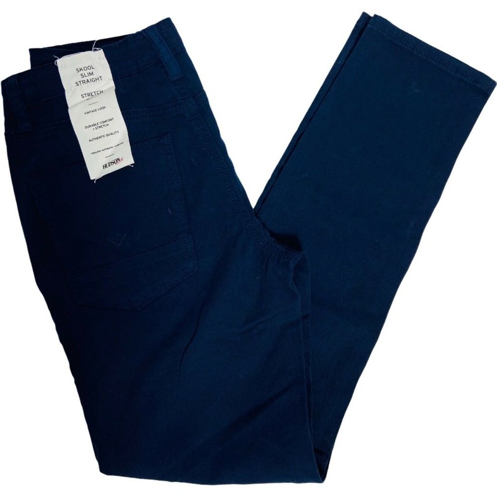 Hudson Girls Size 12 Navy Blue Skool Slim Straight  Stretch Pants New